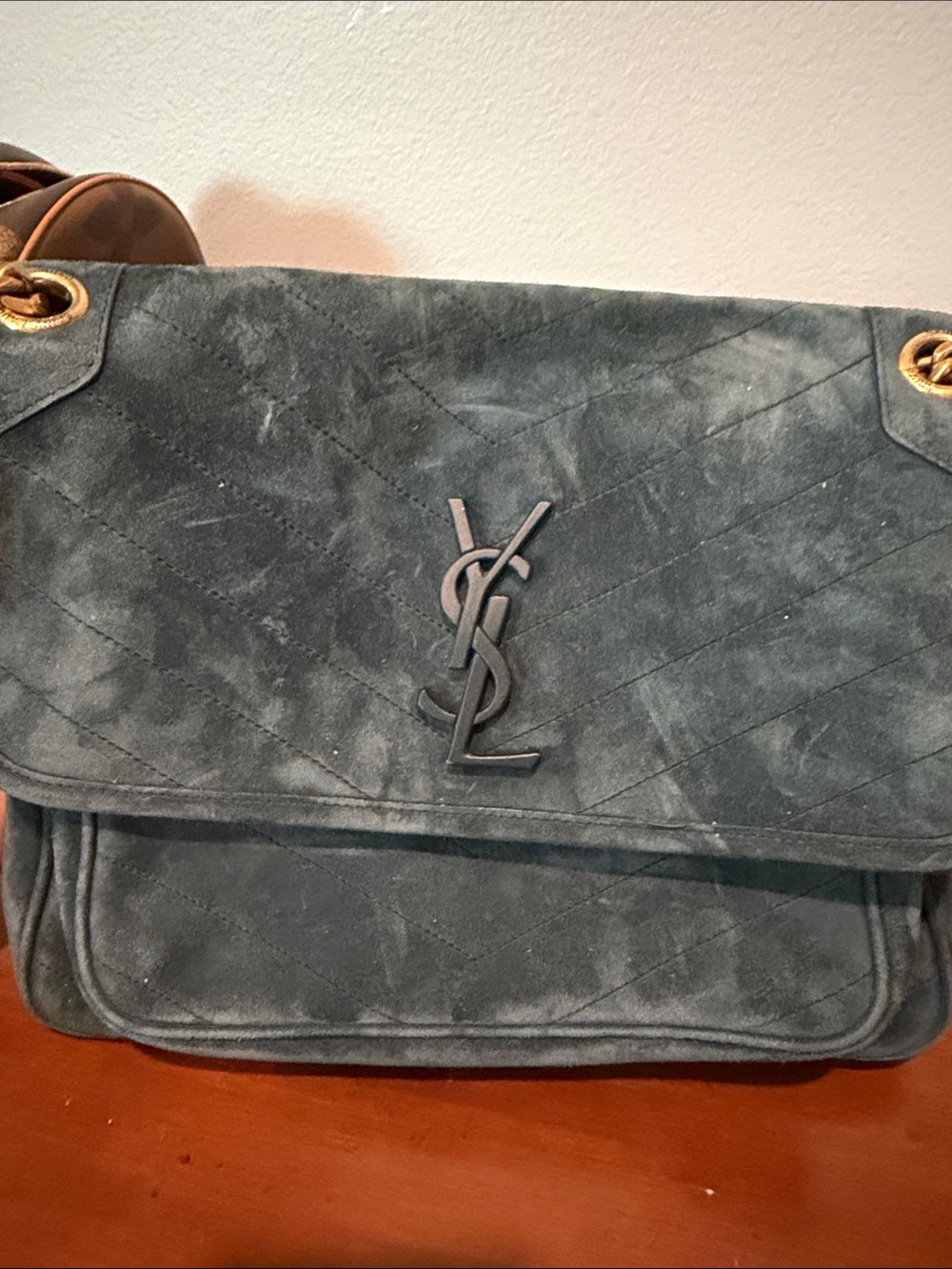 YSL suede blue grey Casandra